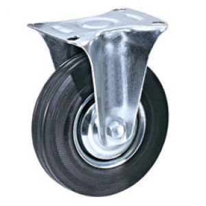 גלגל גומי שחור (EM02 סוג רגיל) פלטה קבוע עומס עד 180 ק''ג (10'')