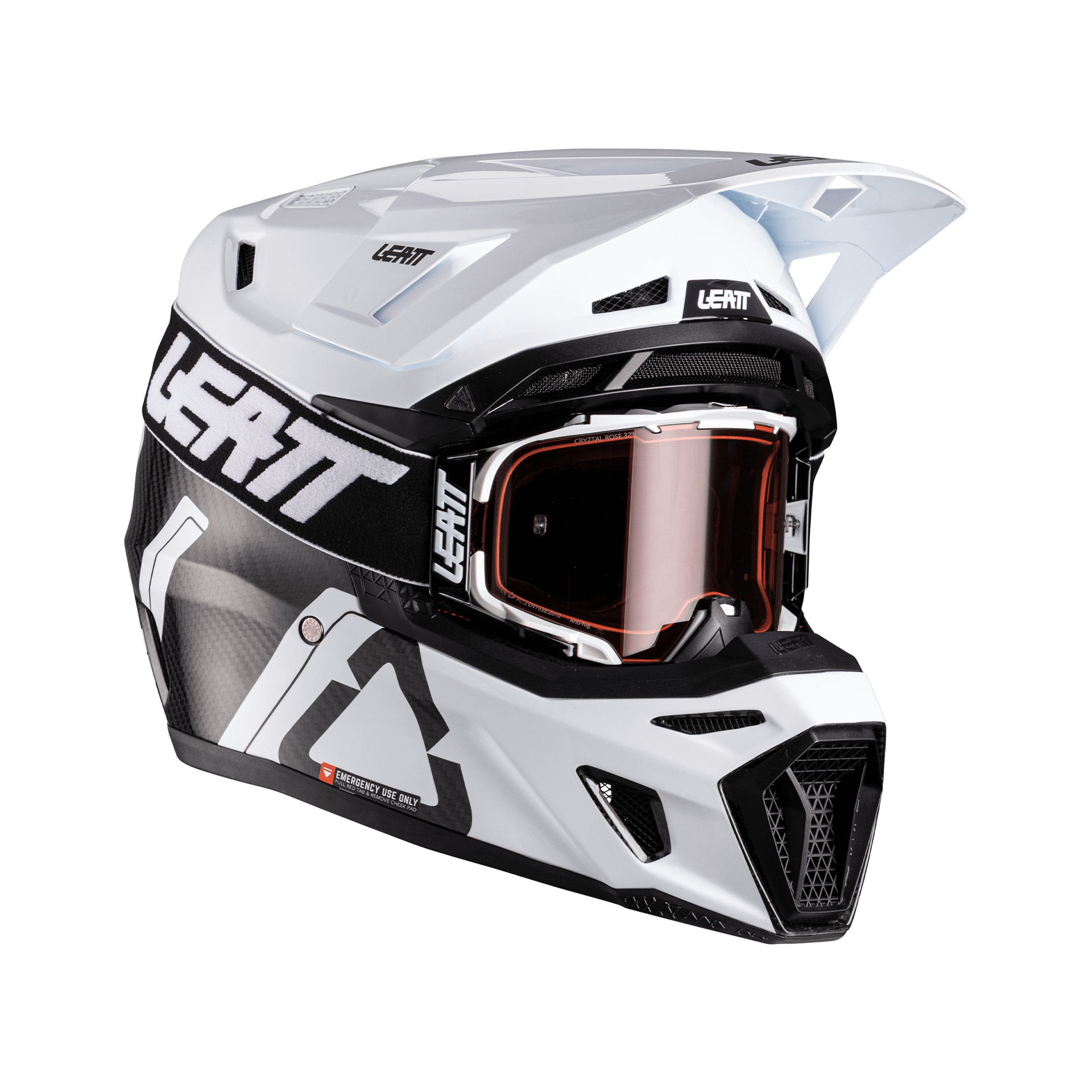 קסדת ליט קרבון / לבן כולל משקפי אבק - LEATT MOTO 9.5 HELMET CARBON V26