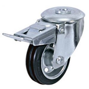 גלגל גומי שחור (EM04 סוג יורו) פלטה חור מתאם + מעצור עומס עד 180 ק''ג (8'')