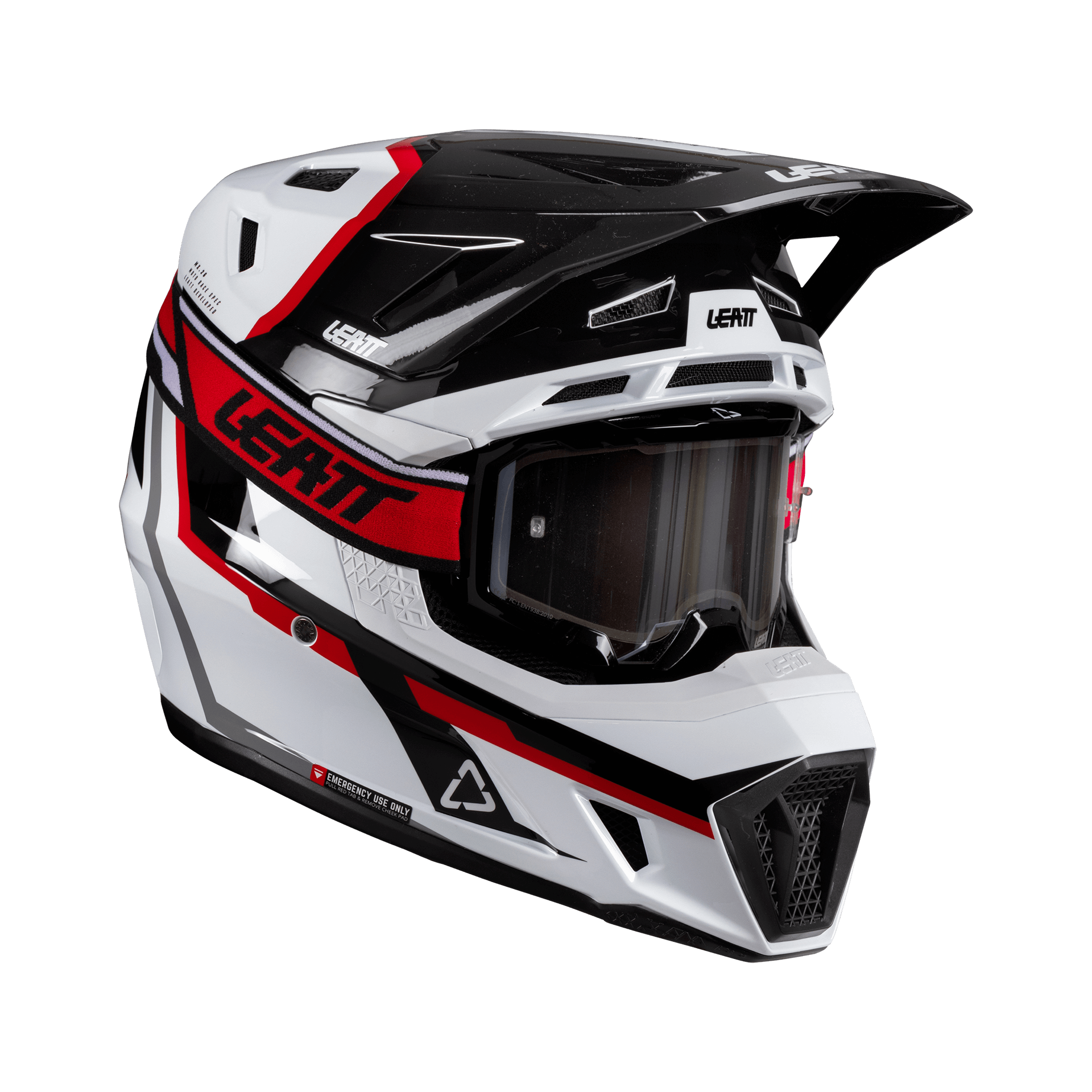 קסדת ליט 7.5 כולל משקפי אבק לבן / אדום - LEATT MOTO 7.5 HELMET V26