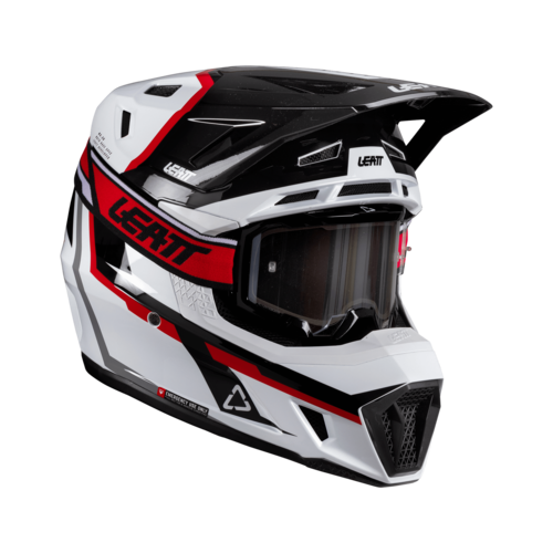 קסדת ליט 7.5 כולל משקפי אבק לבן / אדום - LEATT MOTO 7.5 HELMET V26