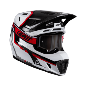 קסדת ליט 7.5 כולל משקפי אבק לבן / אדום - LEATT MOTO 7.5 HELMET V26