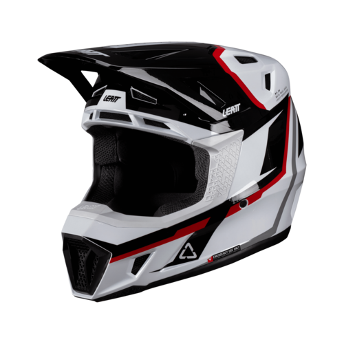 קסדת ליט 7.5 כולל משקפי אבק לבן / אדום - LEATT MOTO 7.5 HELMET V26