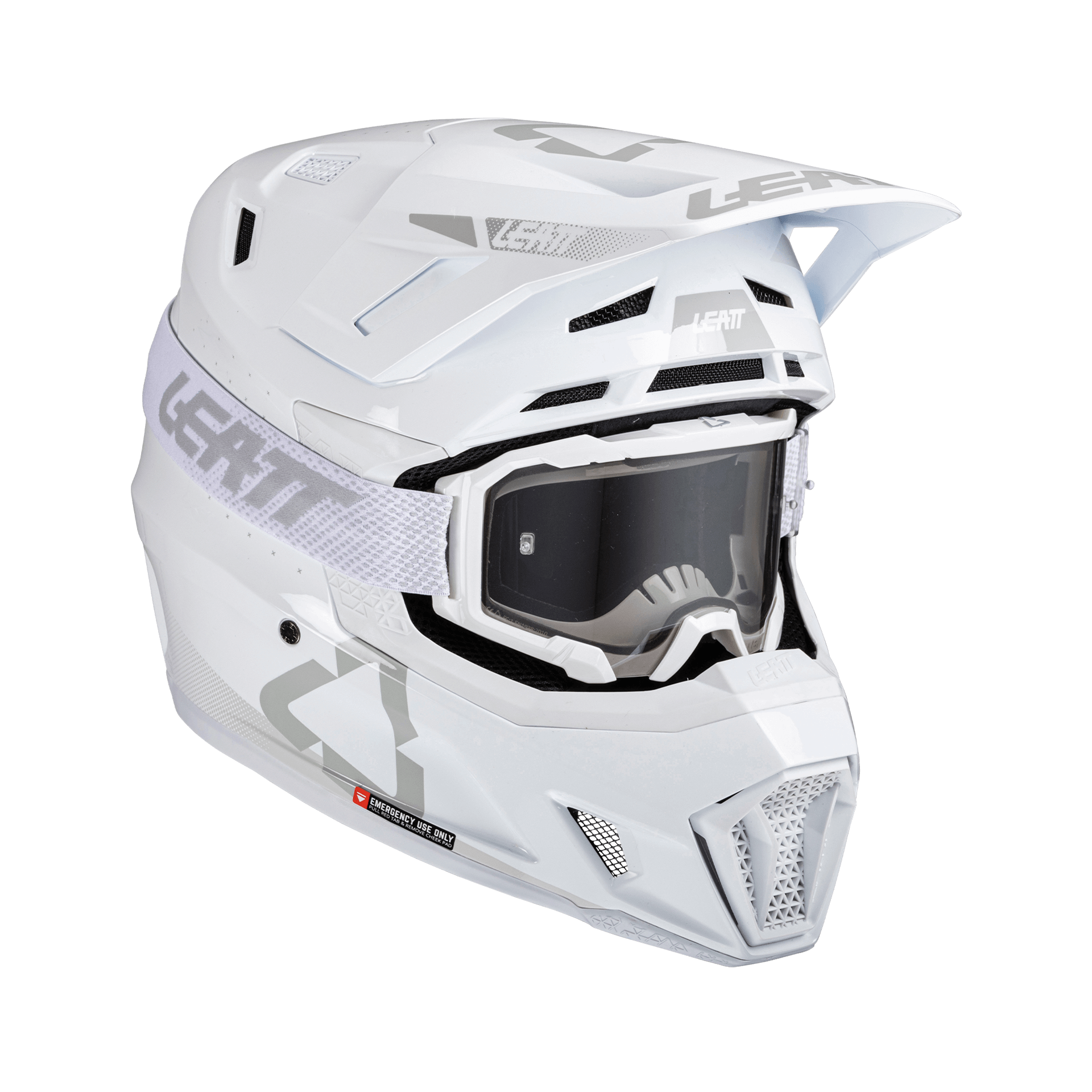 קסדת ליט 7.5 כולל משקפי אבק לבן - LEATT MOTO 7.5 HELMET V26