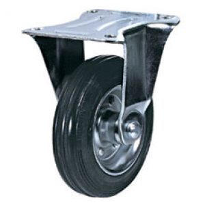 גלגל גומי שחור (EM02 סוג יורו) פלטה קבוע עומס עד 180 ק''ג (8'')