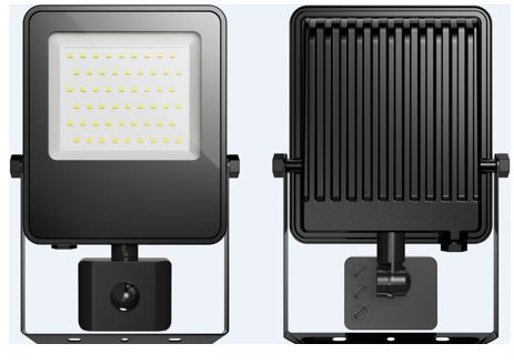 פנס הצפה 50W גוף שחור/אור חם עם סנסור  VIVA  100LM/W