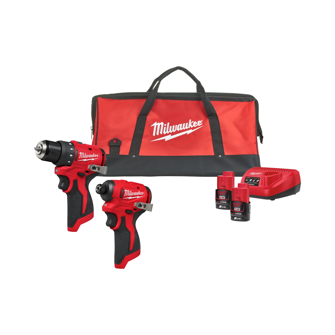 סט מברגות קומפקטיות נטענת 12V BL - מילווקי MILWAUKEE - דגם M12 BLPP2D