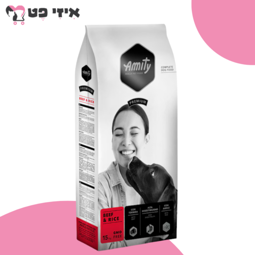 אמיתי פרמיום בקר ואורז לכלבים בוגרים 15 ק