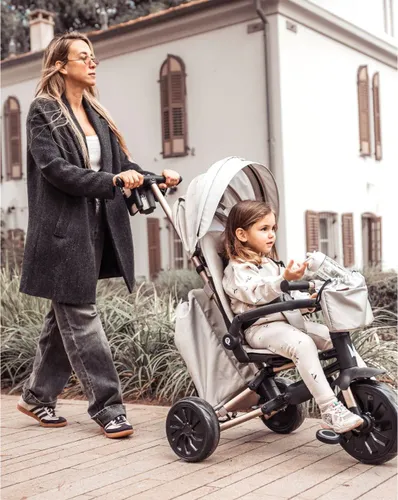 תלת אופן מתקפל 7 ב-1 בעל משענת מתכווננת MINENE X QPLAY-צבע ורוד