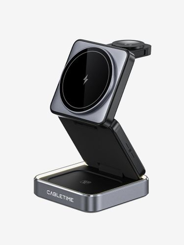 מטען מעמד אלחוטי מתקפל 3 ב-1 עבור iPhone, Apple Watch ו-Airpods