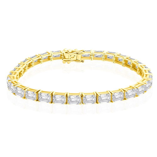 צמיד טניס יהלומים בחיתוך אמרלד 16.0CT זהב 14K