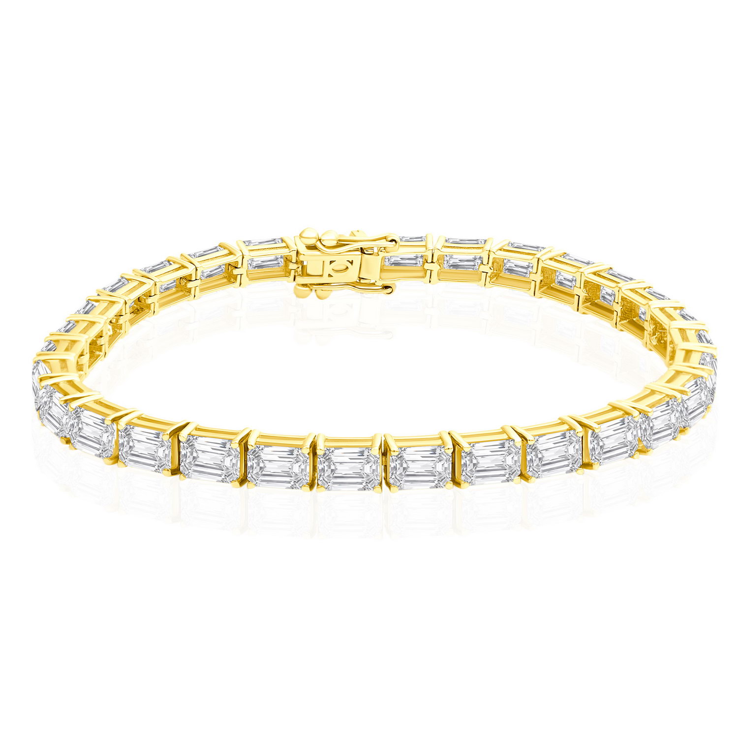 צמיד טניס יהלומים בחיתוך אמרלד 16.0CT זהב 14K