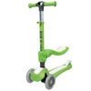 קורקינט מתקפל 2 ב-1 ישיבה / עמידה לפעוטות וילדים עם 3 גלגלים מאירים - ירוק