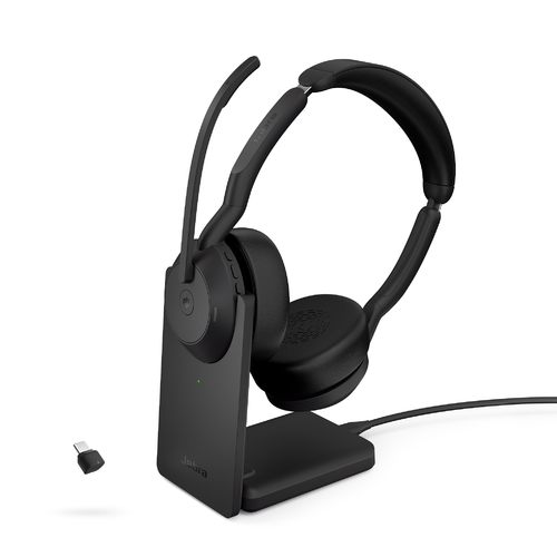 אוזניות אלחוטיות Jabra Evolve2 55 Link380c MS Stereo Stand