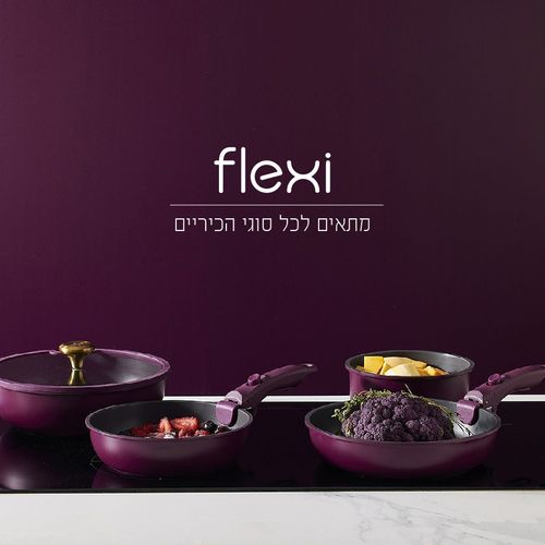  סט סירים 16 חלקים עם 2 ידיות נשלפות - FLEXI סגול