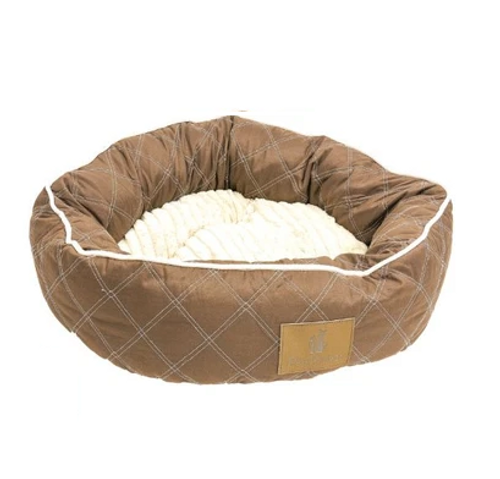 מיטה לכלב וחתול עגולה פרווה רכה COOL - חום בהיר