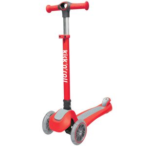 קורקינט ילדים מתקפל 3 גלגלים מאירים וכידון 4 מצבי גובה - אדום