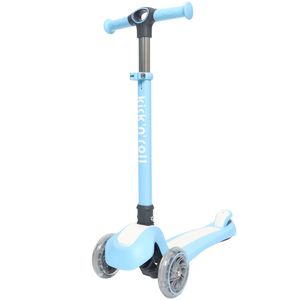 קורקינט ילדים מתקפל 3 גלגלים מאירים וכידון 4 מצבי גובה - כחול