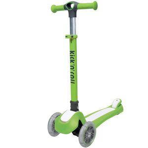 קורקינט ילדים מתקפל 3 גלגלים מאירים וכידון 4 מצבי גובה - ירוק