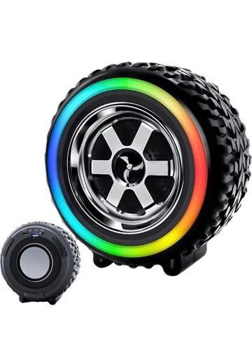 רמקול עם תאורה LED בעיצוב גלגל רכב