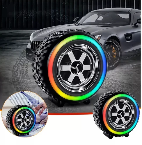 רמקול עם תאורה LED בעיצוב גלגל רכב