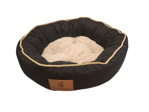 מיטה לכלב וחתול עגולה פרווה רכה דגם COOL - שחור