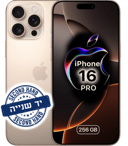 יד שנייה - טלפון סלולרי Apple iPhone 16 PRO 256GB אפור טיטאניום סוללה 89%
