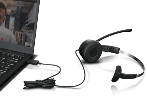 אוזנייה חוטית LENOVO 100 Mono USB Headset - 1Y