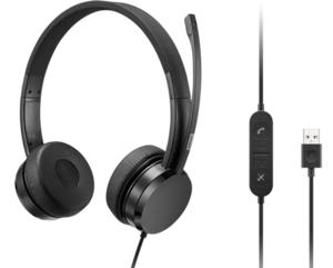 אוזניות LENOVO USB-A Wired Stereo On-Ear Headset (with Control Box)