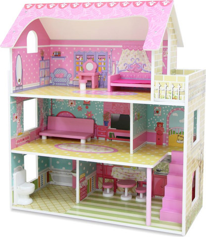 בית בובות מאובזר וילה 3 קומות דגם Dollhouse Mension TX1055E