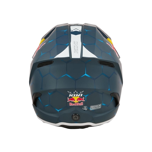 קסדת מוטוקרוס Kini Red Bull MX3 כחול לבן גודל XS דגם K0603-001 עם טכנולוגיית 2 קליפות EPS מערכת אוורור מתקדמת ותאימות Quin Smart Safety
