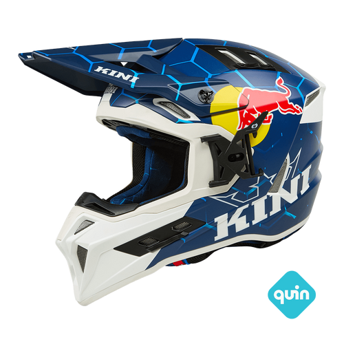 קסדת מוטוקרוס Kini Red Bull EXC דגם KREXC-001 בצבע כחול לבן גודל XS עם טכנולוגיית Airflaps מובנית ומערכת אוורור מתקדמת לבטיחות מקסימלית