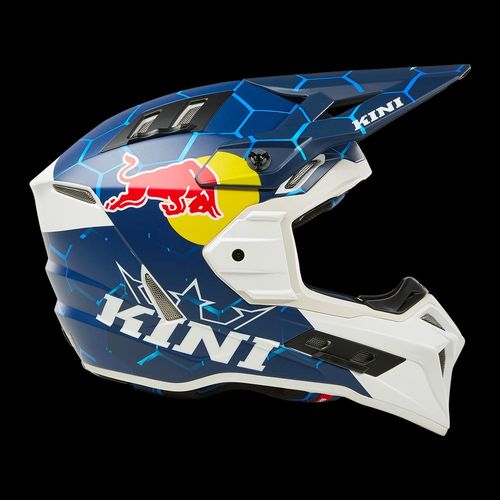 קסדת מוטוקרוס Kini Red Bull EXC דגם KREXC-001 בצבע כחול לבן גודל XS עם טכנולוגיית Airflaps מובנית ומערכת אוורור מתקדמת לבטיחות מקסימלית