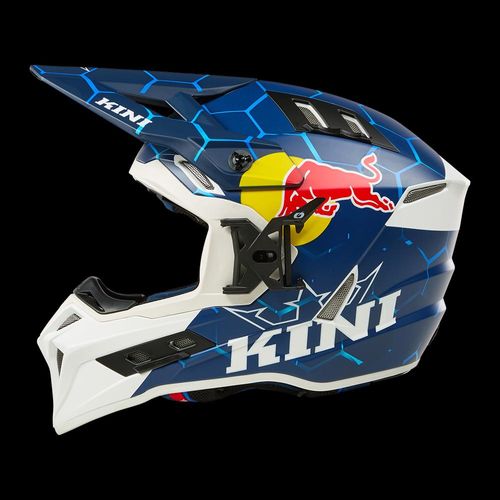 קסדת מוטוקרוס Kini Red Bull EXC דגם KREXC-001 בצבע כחול לבן גודל XS עם טכנולוגיית Airflaps מובנית ומערכת אוורור מתקדמת לבטיחות מקסימלית