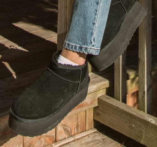 מגף UGG מיני פלטפורמה שחור מידות 36-40 לנשים