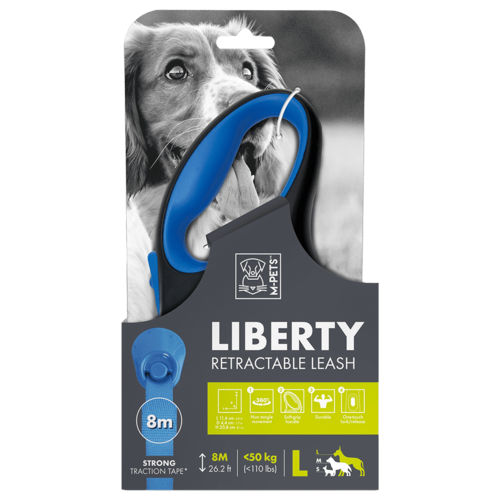 אמ פטס M-Pets רצועה מתארכת לכלב עד 50 ק?ג כחול L
