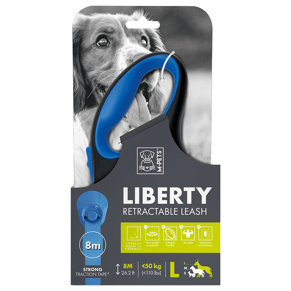 אמ פטס M-Pets רצועה מתארכת לכלב עד 50 ק?ג כחול L