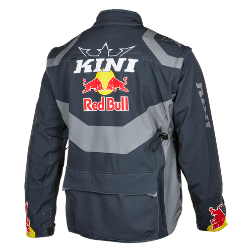 ג'קט מוטוקרוס Kini Red Bull EXC דגם K1104-001 בצבע כחול לבן גודל S עם שרוולים נשלפים, אזורי אוורור מחוררים ומערכת כיסים מתקדמת לרכיבת שטח מקצועית