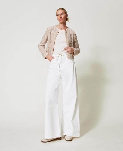Wide leg white bull denim trousers