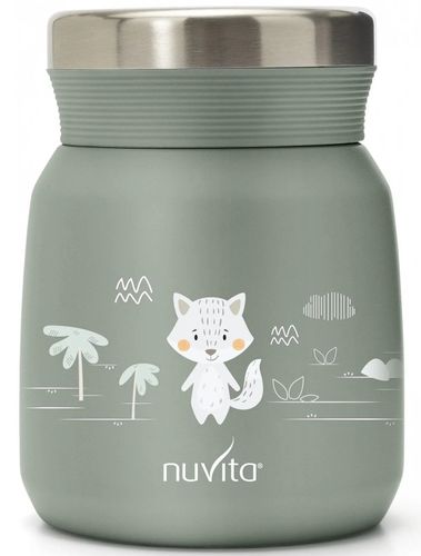 תרמוס מבודד למזון ונוזל 300 מ''ל עם נעילת וואקום - שועל אפור