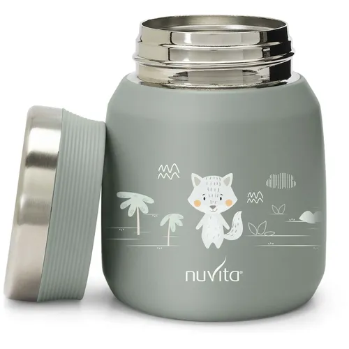 תרמוס מבודד למזון ונוזל 300 מ''ל עם נעילת וואקום - שועל אפור