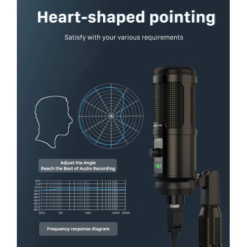 מיקרופון שולחני CABLETIME condenser microphone MP01-AB, with windproof & tripods, USB-ורוד