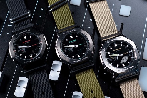 CASIO GM-2100CB-1A רצועת בד קרבון מתכתי חדש