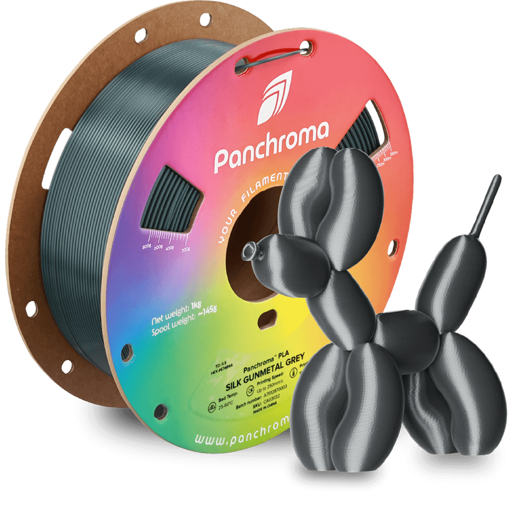 פילמנט משי אפור מתכת 1 ק"ג 1.75 מ"מ-  Panchroma Silk PLA Gunmetal Grey (PolyLite Silk)