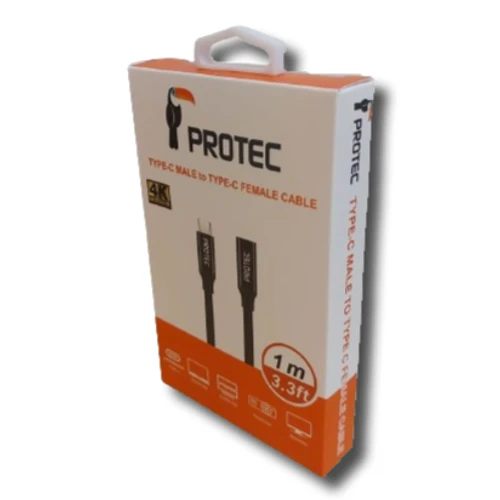 כבל מאריך כולל תצוגה טייפ סי זכר לטייפ סי נקבה PROTEC DM267 4K 60Hz 1M