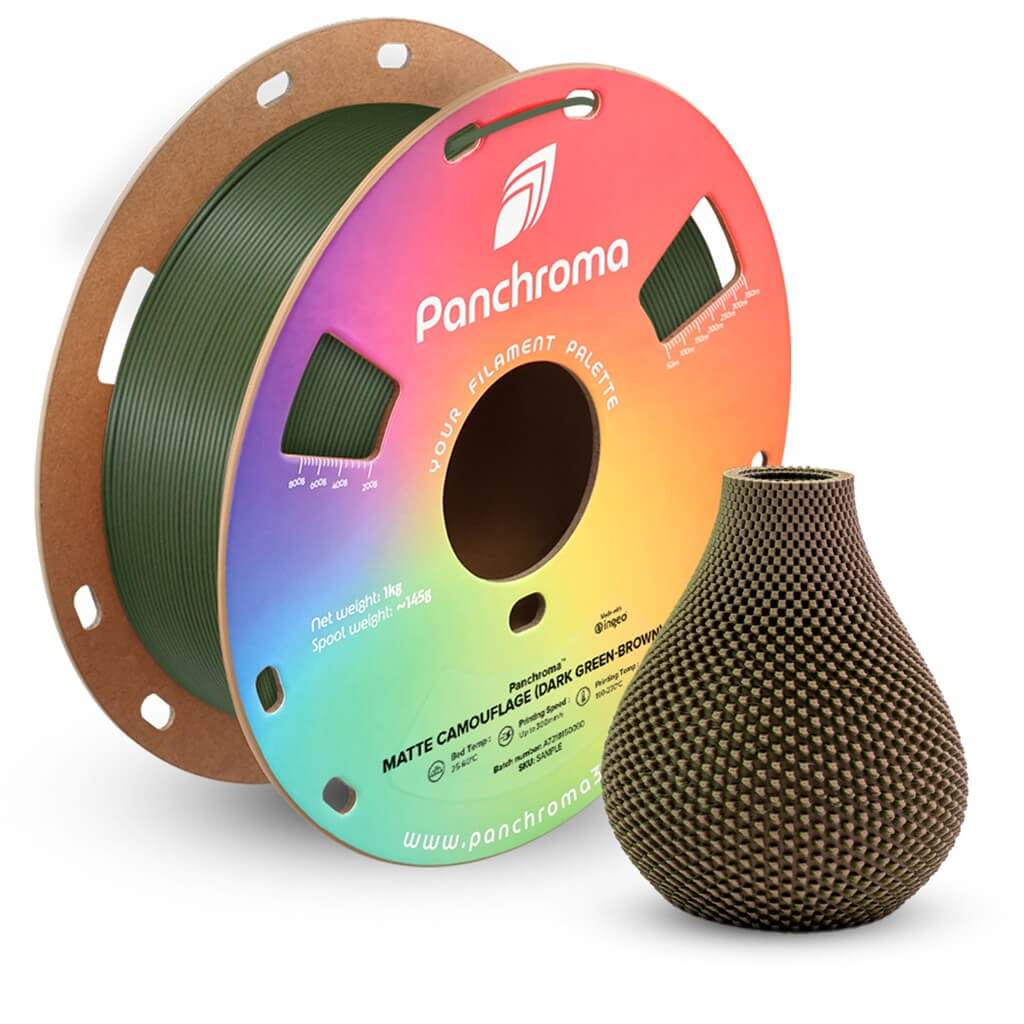 פילמנט משולב הסוואה ירוק-חום 1 ק"ג 1.75 מ"מ - Panchroma Dual Matte PLA Camouflage (PolyTerra™ PLA)