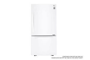 מקרר עם מקפיא תחתון לבן בנפח 720 ליטר דגם GM-859RWCE של LG רוחב: 84 ס"מ.