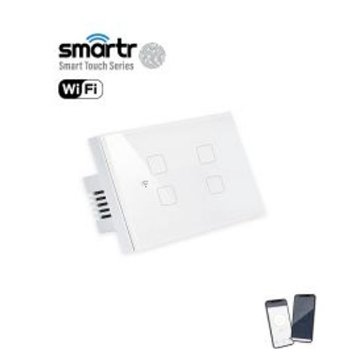 מפסק תאורה לבן 4 מתגים, קופסא 4 מקום TOUCH WIFI Smartr
