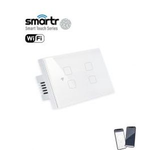 מפסק תאורה לבן 4 מתגים, קופסא 4 מקום TOUCH WIFI Smartr