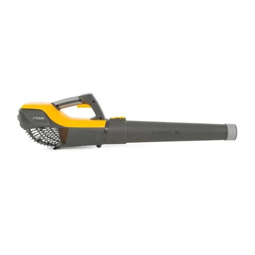 מפוח עלים נטען STIGA BL 500e בצבע צהוב-שחור, מבט צד מלא עם צינור אוויר ארוך